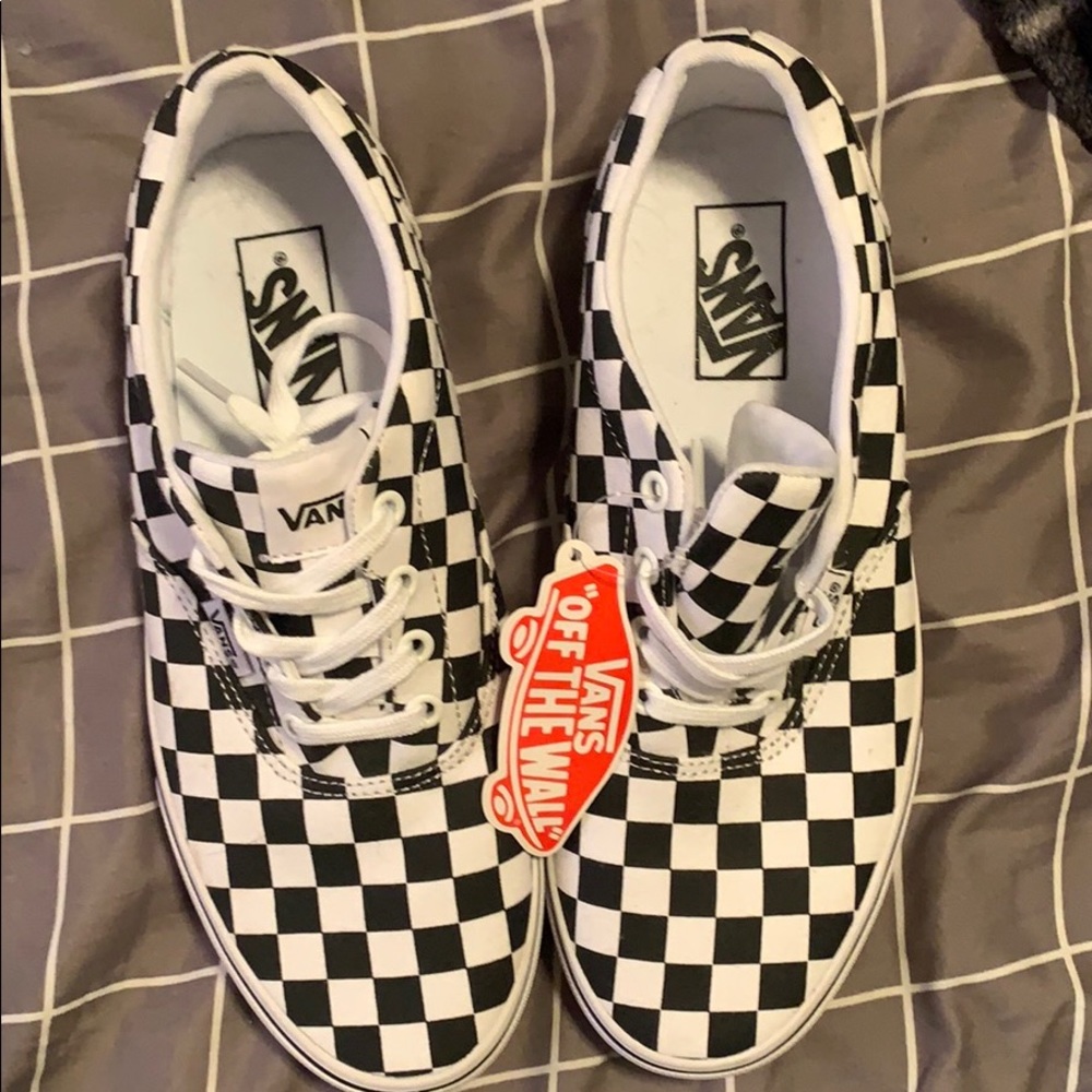 White & Black Checkered Vans